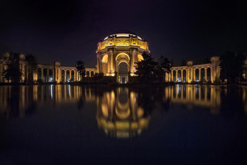 Palace of Fine Arts San Francisco at Night Photo Print Stretched Canvas Wall Art 24x16 inch