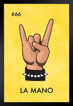 La Mano Mexican Lottery Parody Devil Horns Heavy Metal Music Funny Art Print Stand or Hang Wood Frame Display Poster Print 9x13