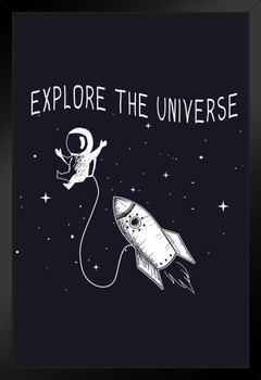 Explore The universe Little Astronaut Travels In Outer Space Art Print Stand or Hang Wood Frame Display Poster Print 9x13