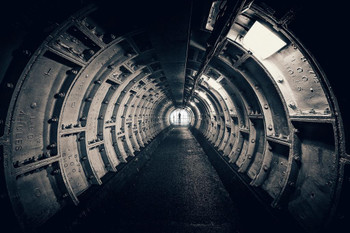 Dark tunnel with interesting structures Stretched Canvas Wall Art 16x24 inch