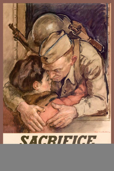Sacrifice The Privilege Of Free Men WPA War Propaganda Stretched Canvas Wall Art 16x24 inch
