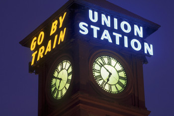 Clock Tower at Union Station Portland Oregon Photo Photograph Cool Wall Decor Art Print Poster 18x12