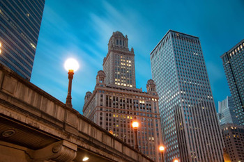 Jewelers Building Chicago Illinois Skyline Photo Print Stretched Canvas Wall Art 24x16 inch