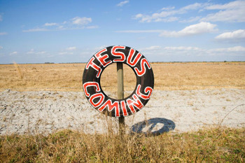 Rural Roadside Jesus is Coming Sign Photo Print Stretched Canvas Wall Art 24x16 inch