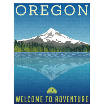 Oregon Welcome To Adventure Retro Travel Art Stretched Canvas Art Wall Decor 16x24