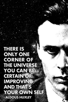 One Corner of the Universe You Can Improve Aldous Huxley Monochrome Famous Motivational Inspirational Quote Stretched Canvas Wall Art 16x24 inch