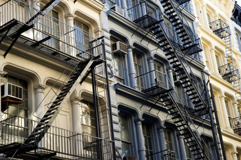 Fire Escapes in SoHo Manhattan New York City NYC Photo Print Stretched Canvas Wall Art 24x16 inch