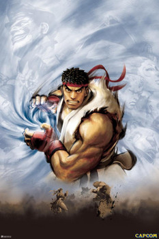 Street Fighter Ryu Art CAPCOM Video Game Merchandise Gamer Classic Fighting Thick Paper Sign Print Picture 8x12