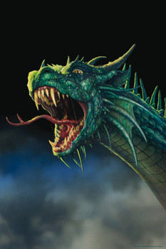 Draco Rex King Dragon Green Scales Large Fangs by Ciruelo Fantasy Painting Gustavo Cabral Cool Wall Art Print Poster 12x18