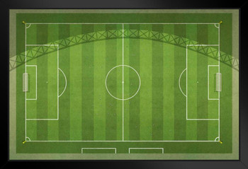 Aerial View Regulation American Soccer Field Green Field With Lines Boundaries Goals Midfield Stadium Sports Art Print Stand or Hang Wood Frame Display Poster Print 9x13