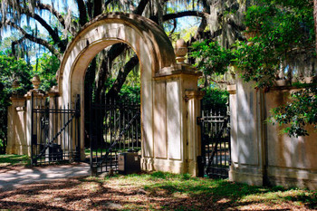 Gates of Wormsloe Plantation Savannah Georgia Photo Print Stretched Canvas Wall Art 24x16 inch