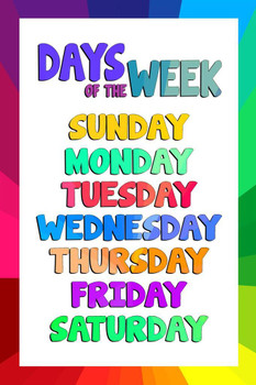 Days of the Week Chart Preschool Elementary PreK Class Sign Classroom Light Educational Teacher Learning Homeschool Display Supplies Teaching Aide Stretched Canvas Art Wall Decor 16x24