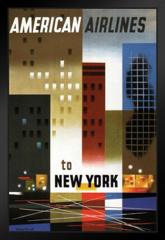 American Airlines To New York Vintage Travel Art Print Stand or Hang Wood Frame Display Poster Print 9x13
