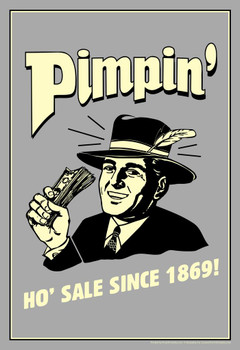 Pimpin! Hoes Since 1869! Retro Humor Stretched Canvas Art Wall Decor 16x24