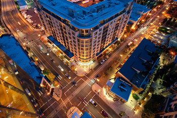 View of Downtown Portland Oregon at Dusk Photo Photograph Cool Wall Decor Art Print Poster 18x12