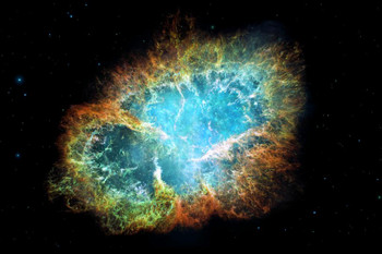 Crab Nebula Supernova Remnant Pulsar Wind Nebula Taurus Constellation No Border Stretched Canvas Wall Art 24x16 inch