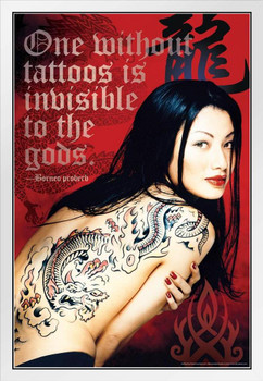 One Without Tattoos is Invisible To The Gods Proverb White Wood Framed Art Poster 14x20