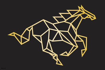 Horse Black and Gold Polygon Art Modern Decor Bedroom Living Room Apartment Dorm Room Stretched Canvas Art Wall Decor 16x24