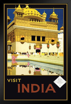 Visit India Delhi House Vintage Travel Art Print Stand or Hang Wood Frame Display Poster Print 9x13