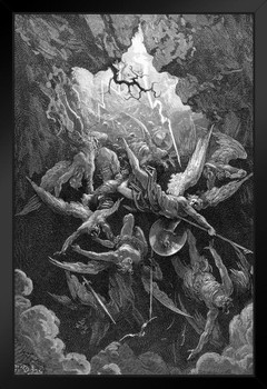 The Mouth of Hell Engraving by Gustave Dore Poster Paradise Lost Book Print Vintage French Artist Stand or Hang Wood Frame Display 9x13