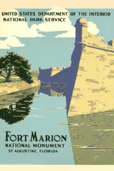 Fort Marion Florida National Monument Retro Vintage WPA Art Project Stretched Canvas Wall Art 16x24 Inch