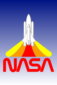 NASA Shuttle Retro Blast Off Worm Logo Stretched Canvas Wall Art 16x24 Inch