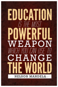 Nelson Mandela Education Is The Most Powerful Weapon Famous Motivational Inspirational Quote Stretched Canvas Wall Art 16x24 inch