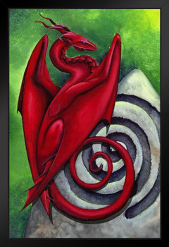 The Gatekeeper by Carla Morrow Spiral Spiritual Life Red Dragon Fantasy Art Print Stand or Hang Wood Frame Display Poster Print 9x13