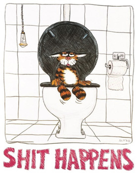 Alex Rinesch Sht Happens Toilet Cat Funny Cool Wall Decor Art Print Poster 16x20