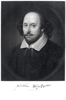 William Shakespeare Engraving Portrait Poster 1870 Famous Will Author Playwright Writer Photo Picture Stretched Canvas Art Wall Decor 16x24