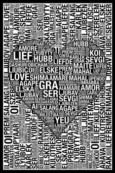Words Love Black Stretched Canvas Wall Art 16x24 inch