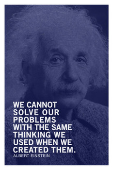 We Cannot Solve Problems With The Same Thinking Albert Einstein Famous Motivational Inspirational Quote Stretched Canvas Wall Art 16x24 inch