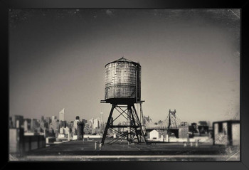 A Rusty Water Tower on a Rooftop of Queens New York City NYC Photo Photograph Art Print Stand or Hang Wood Frame Display Poster Print 13x9