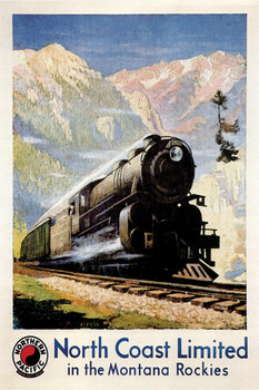 Northern Pacific North Coast Limited Montana Rockies Train Vintage Travel Stretched Canvas Wall Art 16x24 inch