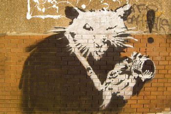 Banksy The Rat Graffiti In London Banksy Canvas Print Bansky Modern Art Grafitti Canvas Wall Art Street Art Prints Graffiti Art For Wall Art Canvas Retro Pop Art Stretched Canvas Art Wall Decor 24x16