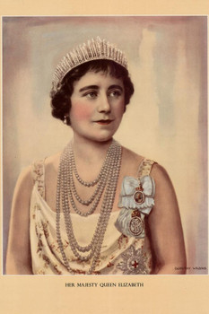 Her Majesty Queen Elizabeth Of Great Britain Wife Of King George VI Queen Mum Vintage Portrait Wearing Crown UK United Kingdom Stretched Canvas Art Wall Decor 16x24