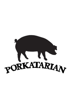 Porkatarian Barbecue BBQ Smoking Pig Hog Foody Cooking Black And White Stretched Canvas Wall Art 16x24 inch