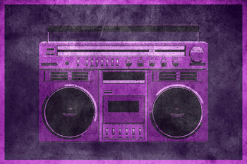 Pop Art Boombox Textured Purple Thick Paper Sign Print Picture 8x12