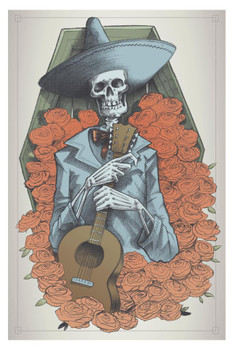 Mariachi Skeleton Print Stretched Canvas Wall Art 16x24 inch