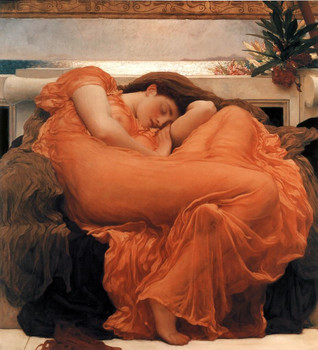 Sir Frederic Leighton Flaming June 1895 Oil Painting Woman Sleeping Oleander Branch Stretched Canvas Wall Art 16x24 inch