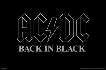 ACDC AC DC Back In Black Album Music Rock Band Music Classic Retro Vintage Stretched Canvas Art Wall Decor 16x24