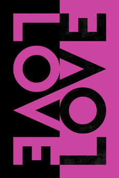 Love Love Reverse Pink Romance Romantic Gift Valentines Day Decor Stretched Canvas Art Wall Decor 16x24