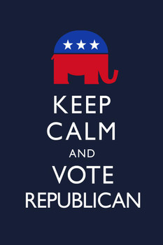 Keep Calm and Vote Republican Dark Blue Stretched Canvas Art Wall Decor 16x24