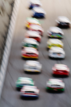 Stock Cars on Race Track Blurred Motion Speed Photo Photograph Cool Wall Decor Art Print Poster 12x18