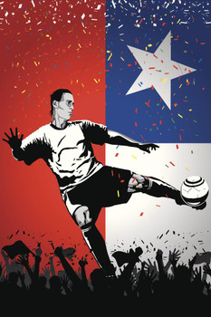 Chile Soccer Player Sports Stretched Canvas Wall Art 16x24 inch
