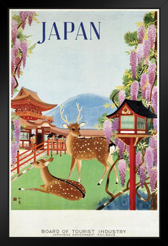 Japan Nara Temple Deer Vintage Illustration Travel Deer Poster Deer Photo Deer Art Deer Pictures Wall Decor Deer Antler Pictures Deer Antler Wall Decor Deer Stand or Hang Wood Frame Display 9x13