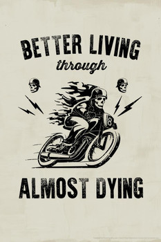 Better Living Through Almost Dying Retro Art Stretched Canvas Art Wall Decor 16x24