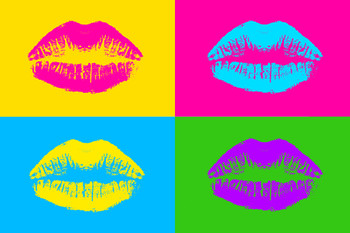 Womens Lips Retro Pop Cool Wall Art Print Poster 18x12