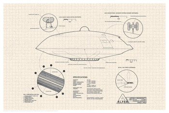 Lost In Space Jupiter 2 Spacecraft Diagram Stretched Canvas Wall Art 16x24 inch