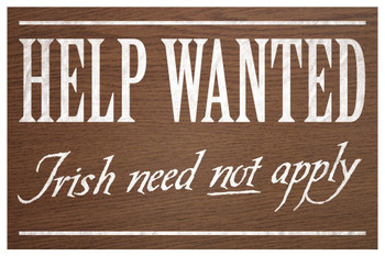 Help Wanted Irish Need Not Apply II Vintage Sign Brown Stretched Canvas Wall Art 24x16 inch